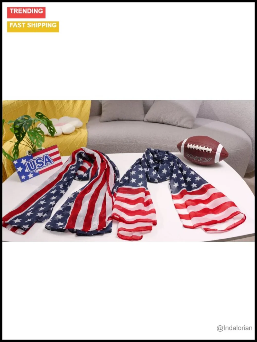 Patriotic Chiffon Shawl Scarf for Women 4th of July